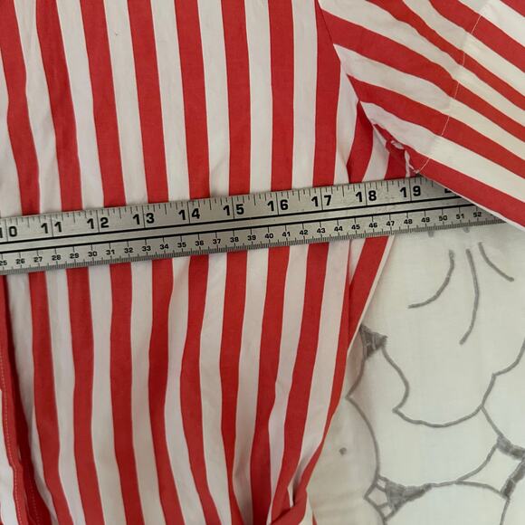 Everlane Orange 🍊 White Stripe Belted Shirt Dress 8 resort vacation wear - Picture 4 of 6